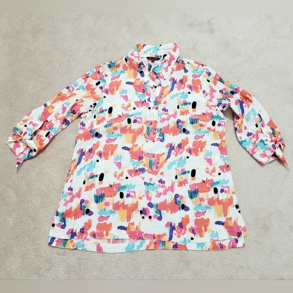 John Mark Women's Colorful Abstract Tunic Blouse 3/4 Sleeve Size Medium - Picture 8 of 13